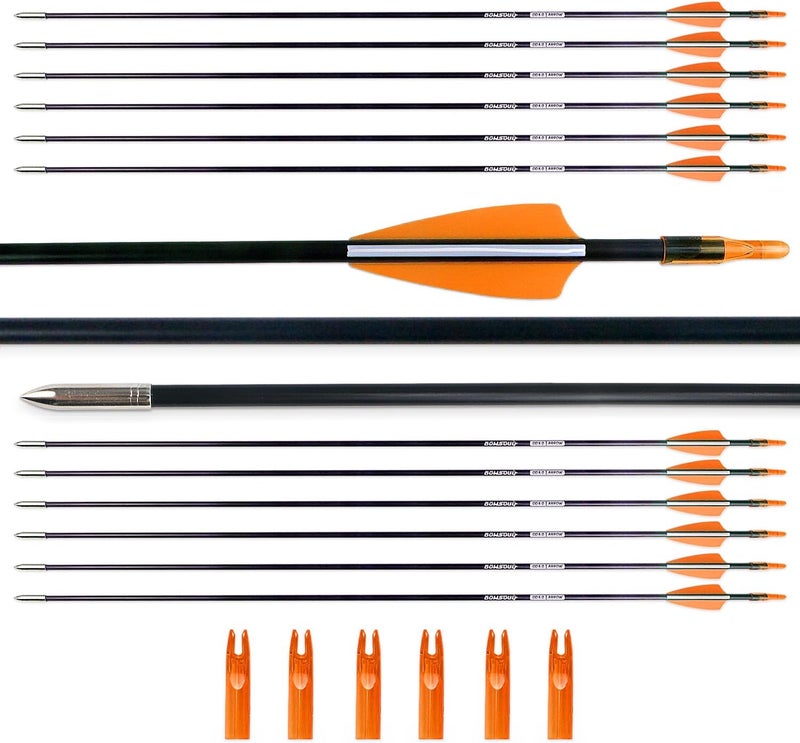 BOWSOUL 31“ Archery Arrows Training Practice Target Arrows for Kids Youth or Beginners Streamlined Points Durable Shaft on Recurve Bows Youth Bow and Longbows(Pack of 12) - Image 1